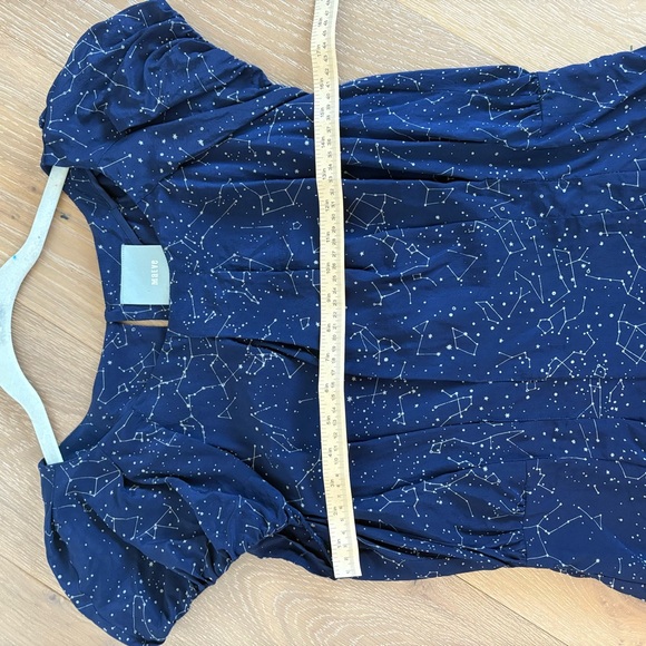 Maeve Navy Constellation Print Blouse Trace the Stars 100% Silk Celestial Blouse - Picture 5 of 10